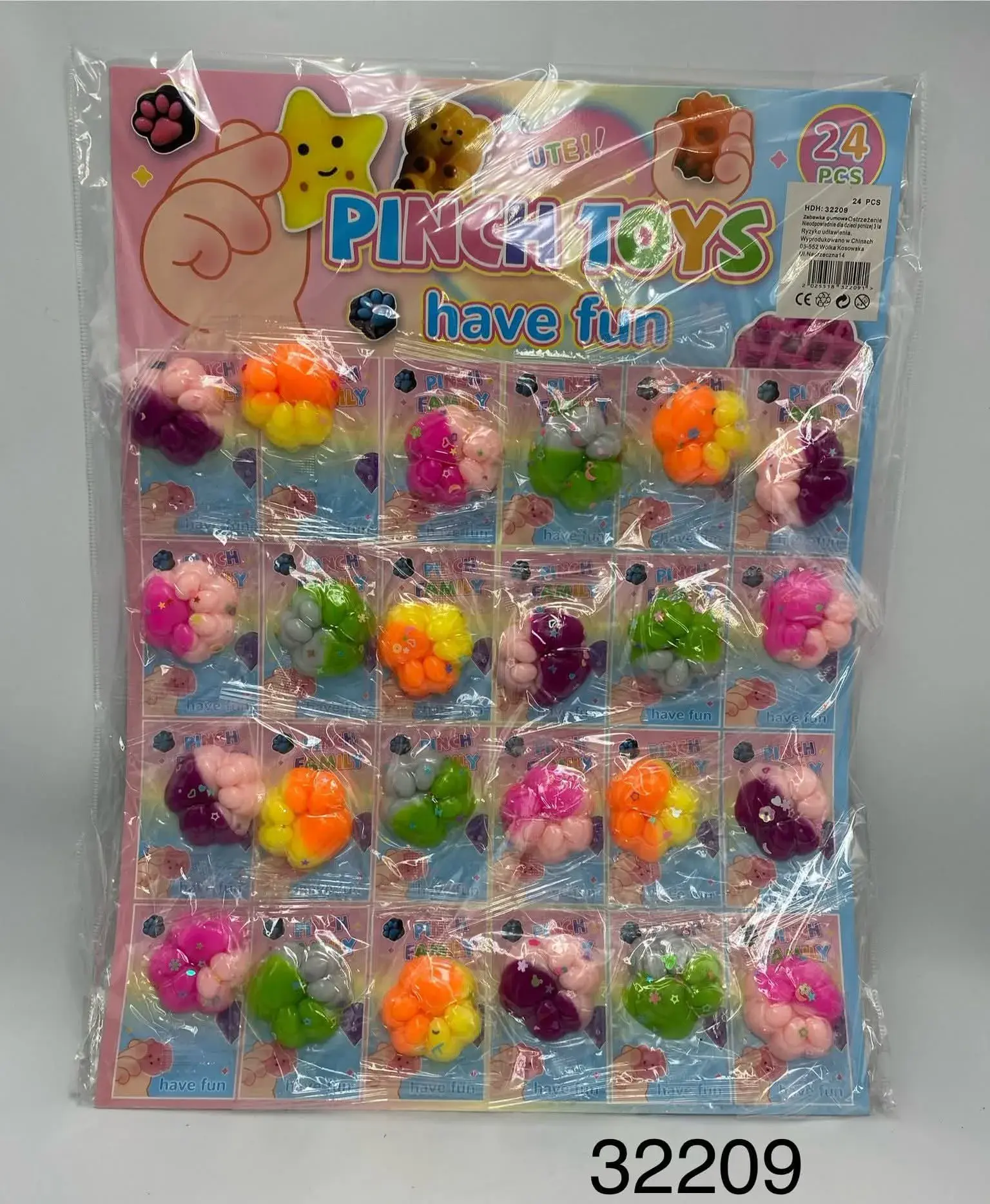 Zestaw Pinch Toys - gumowe gniotki łapki 24 szt.