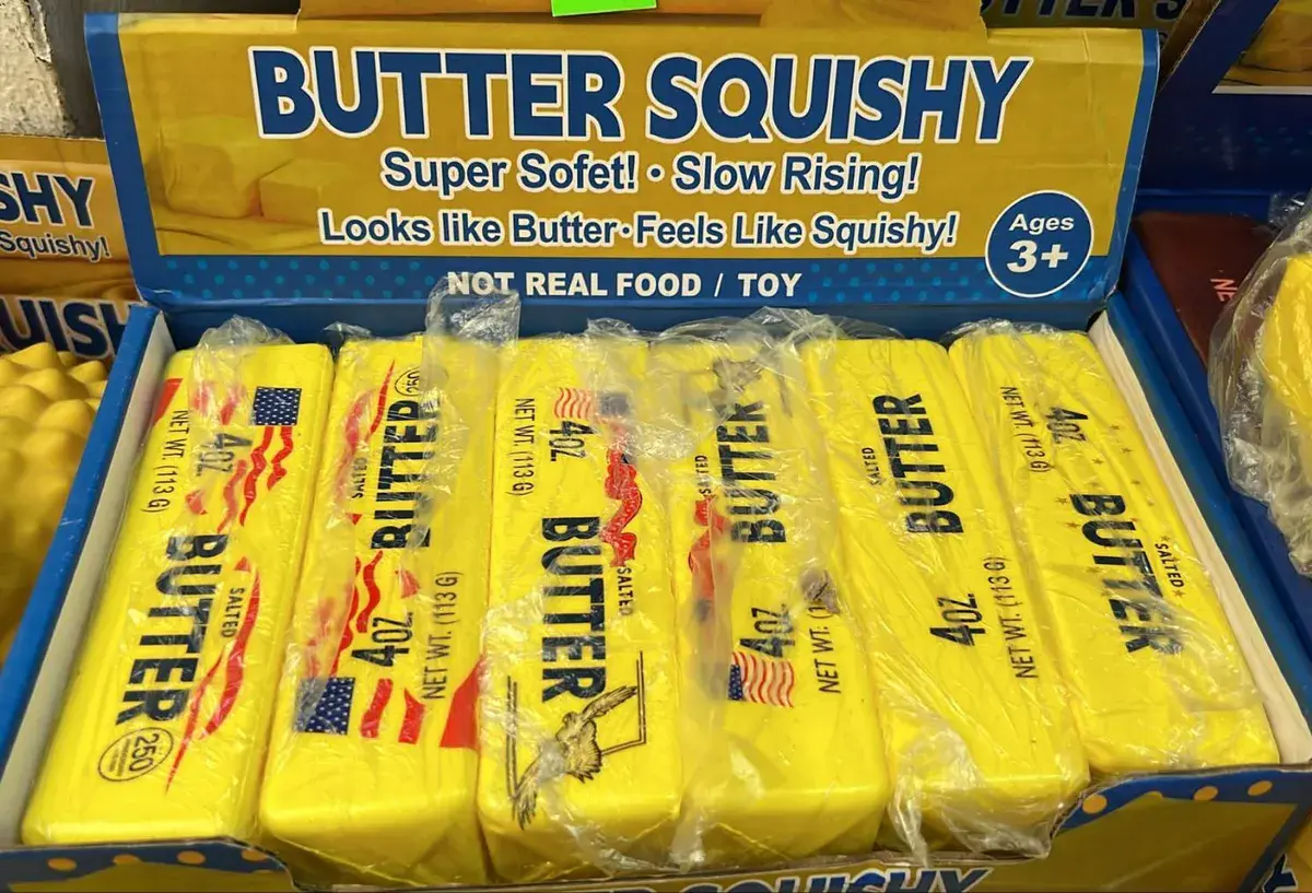 Butter Squishy żółty antystresowy klocek 113g, kolor intensywny żółty