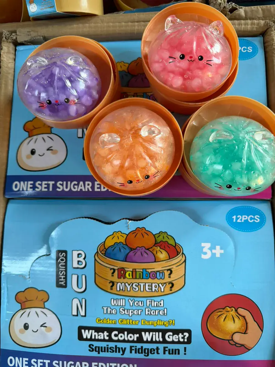 Squishy Bun zabawka antystresowa kolorowa z brokatem – wzór 2