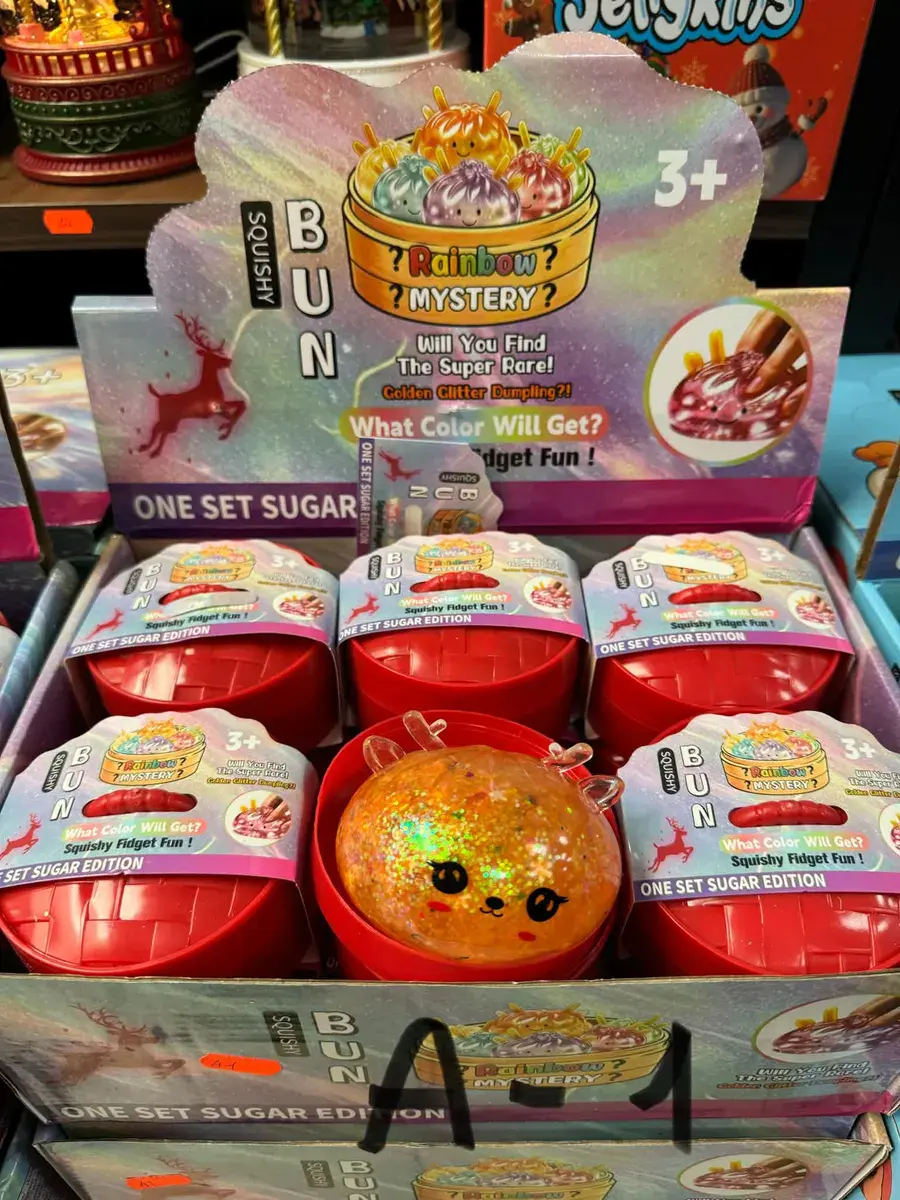 Squishy Bun zabawka sensoryczna z brokatem pomarańczowa