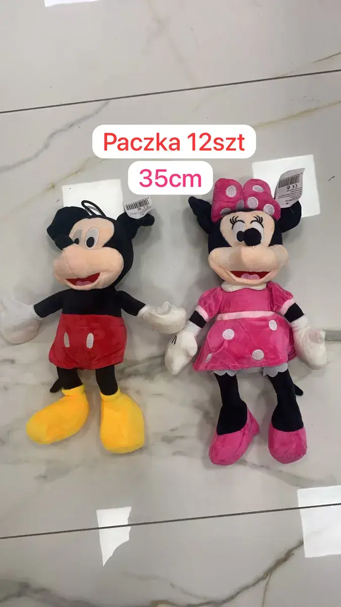 Pluszowe maskotki Myszka Miki i Myszka Minnie 35 cm zestaw 12 szt