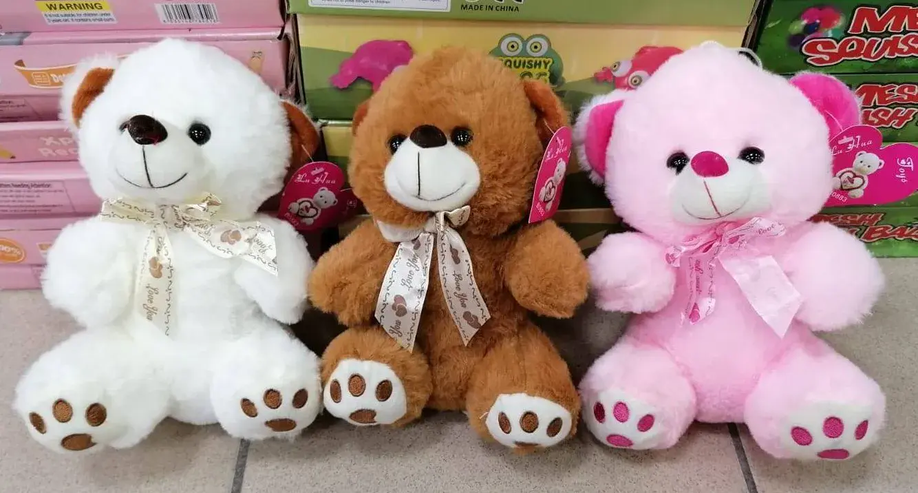 Maskotka pluszowa miś 22cm biały brązowy różowy