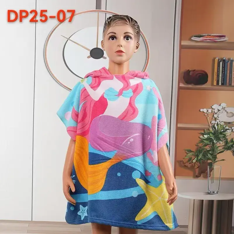 Ponczo kąpielowe dla dzieci z mikrofibry 65x120 cm kolorowe – wzór 2