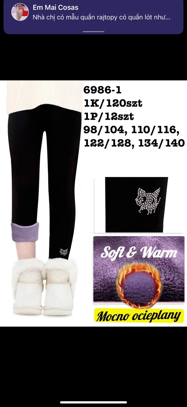 Legginsy dla dzieci Soft & Warm ocieplane fioletowe