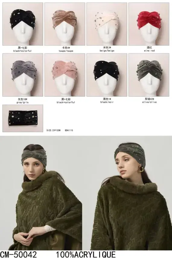 Opaski damskie turban 100% akryl różne kolory