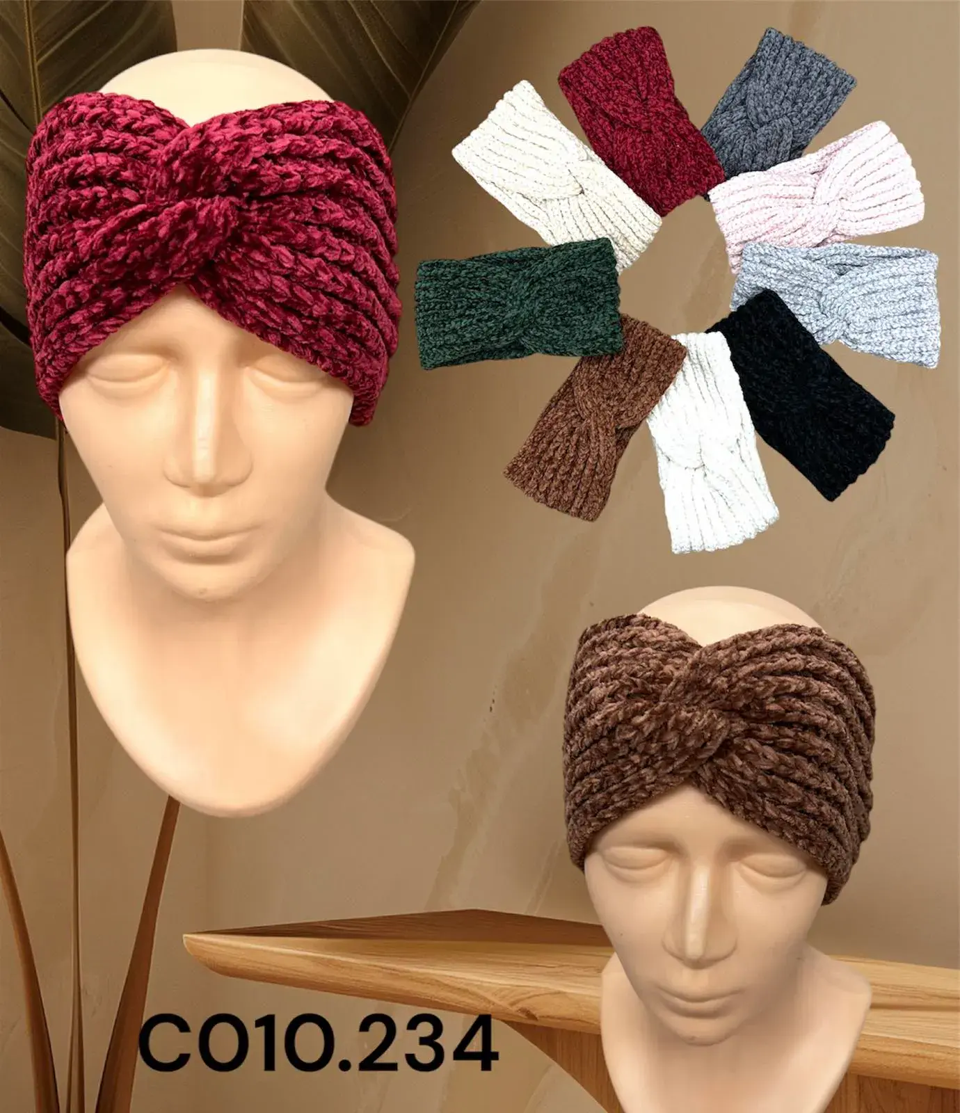 Opaski damskie dzianinowe twisted w 8 kolorach