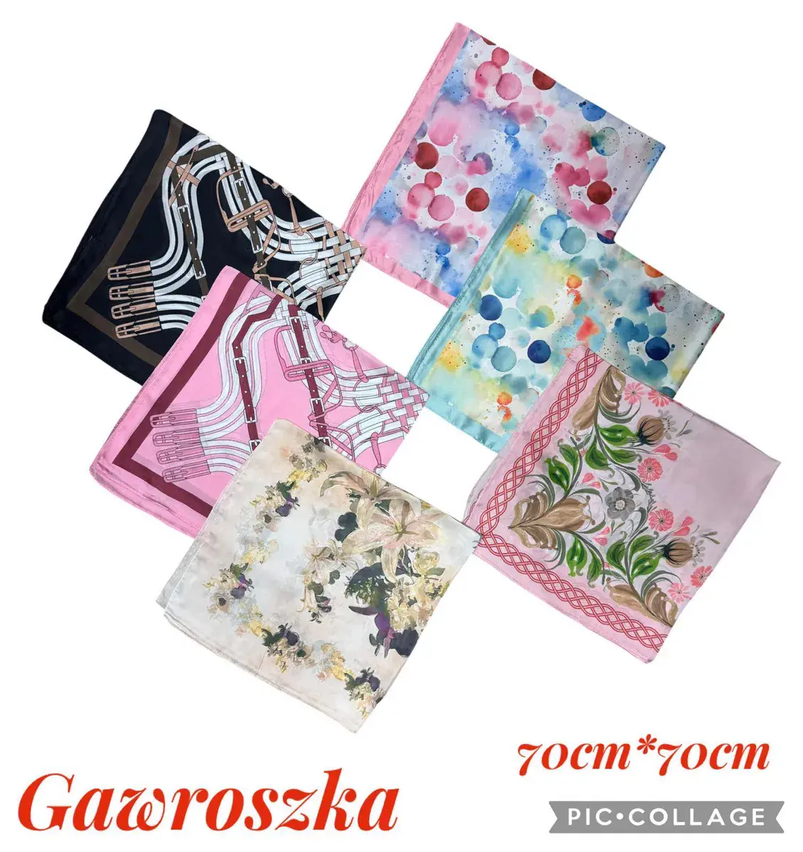 Gawroszka apaszka damska 70x70 cm mix wzorów kolorowych