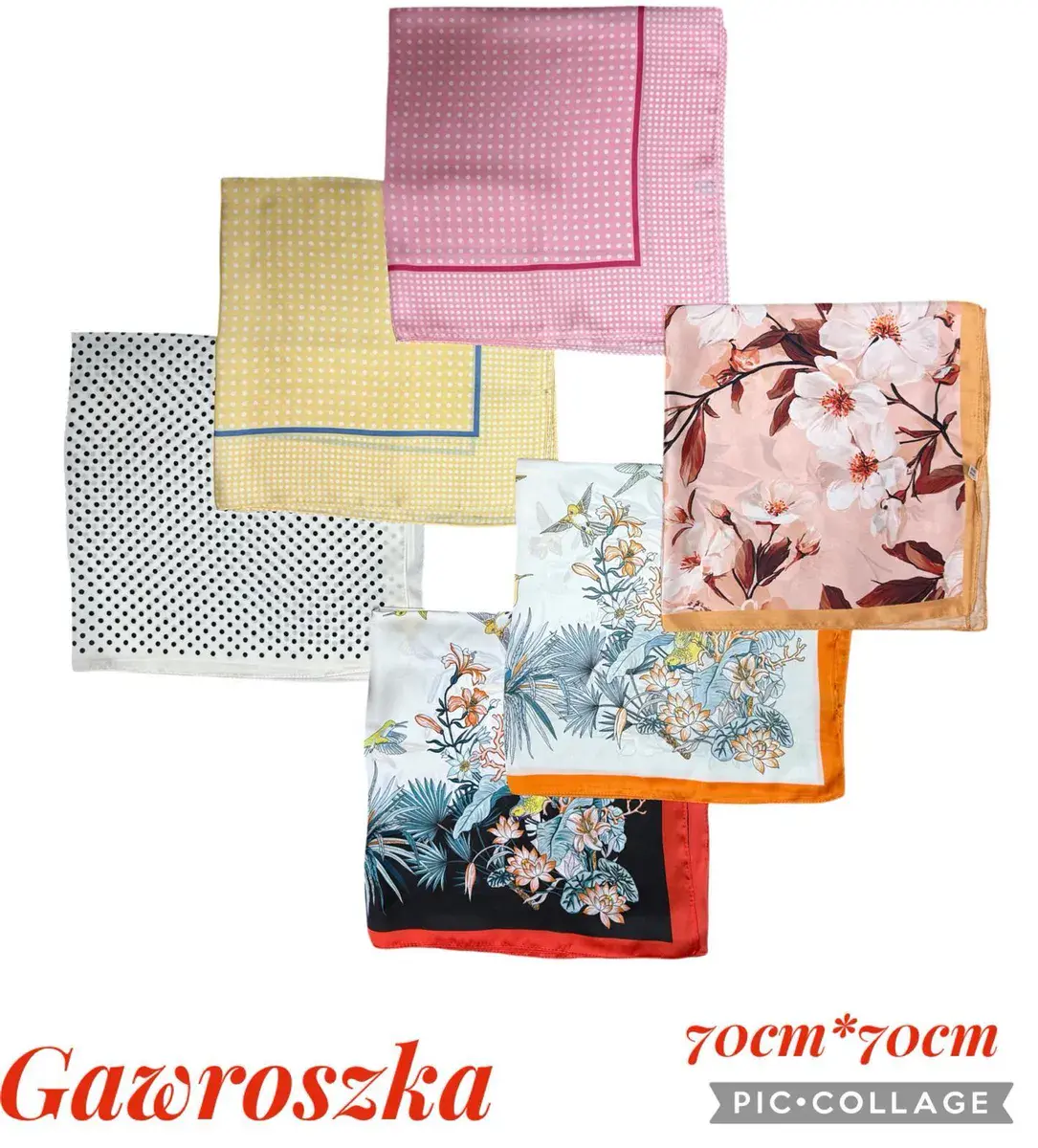 Gawroszka mix kolorów 70x70 cm apaszka damska