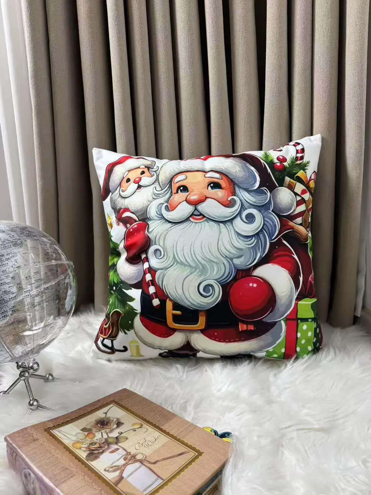 Poszewki Homefore99 Świąteczny Mikołaj 40x40cm, w wielu kolorach – wzór 4