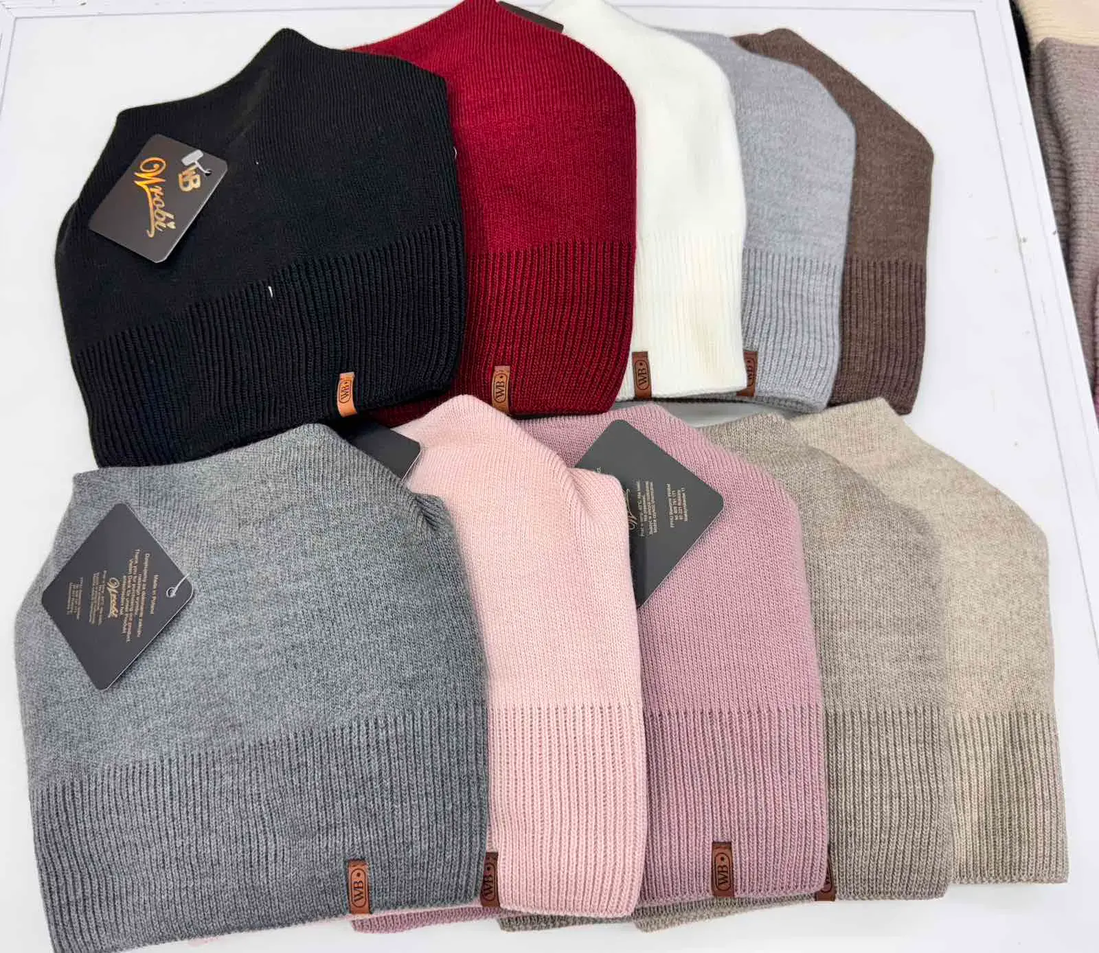Czapki damskie beanie dzianinowe 12 szt mix kolorów – wzór 2