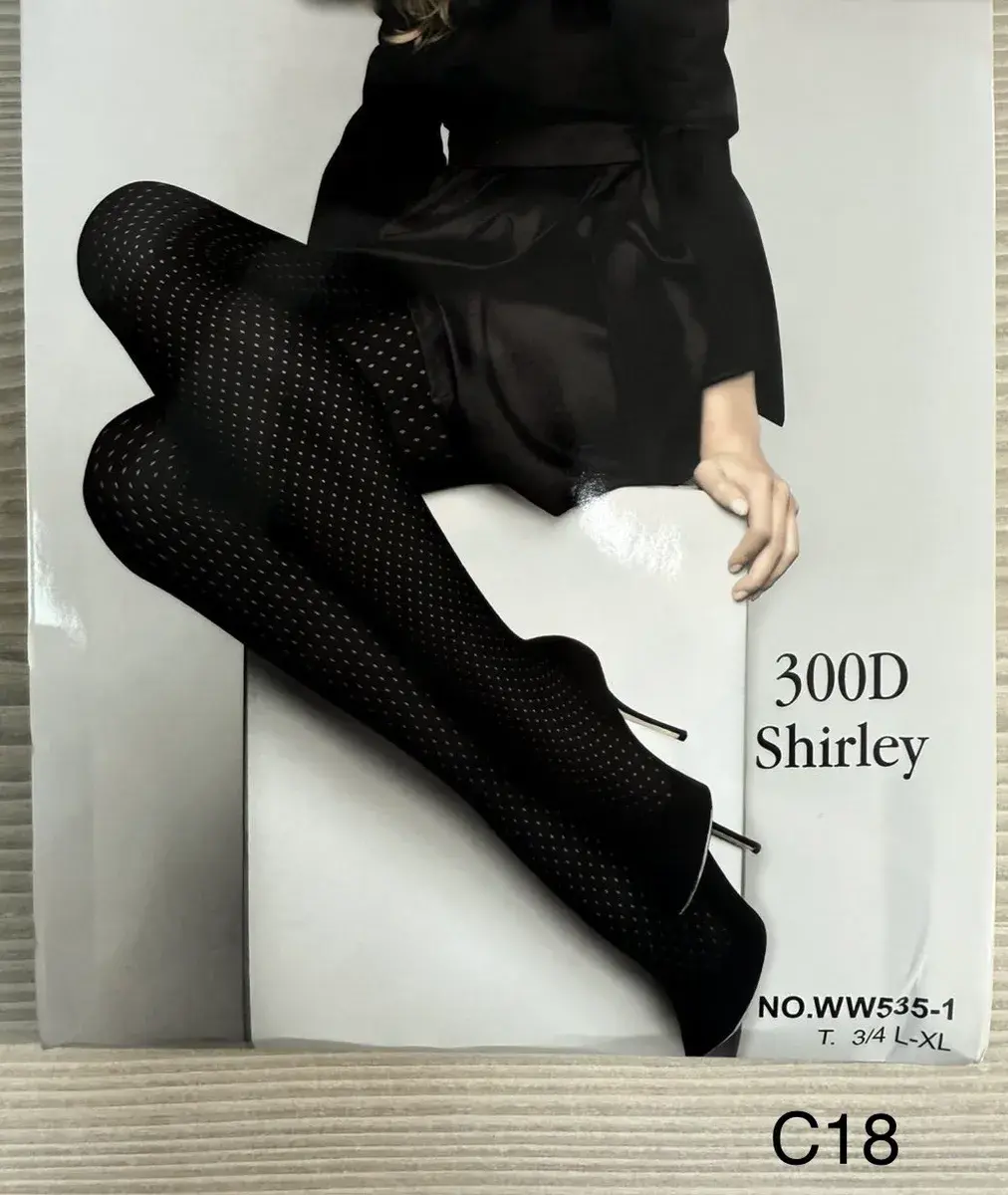 Rajstopy Shirley 300D czarne z delikatnym wzorem 3/4 L-XL