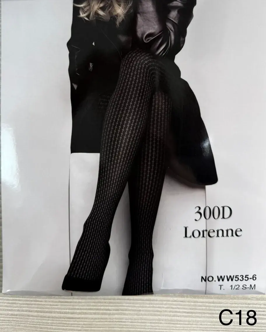 Rajstopy Lorenne 300D czarne wzorzyste rozmiar S-M