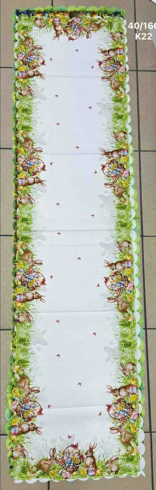 Bieżniki Wielkanocne 60/120 cm, biało-zielone
