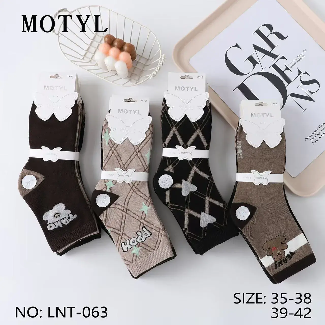 Skarpetki damskie Motyl wzór rozmiar 35-38/39-42