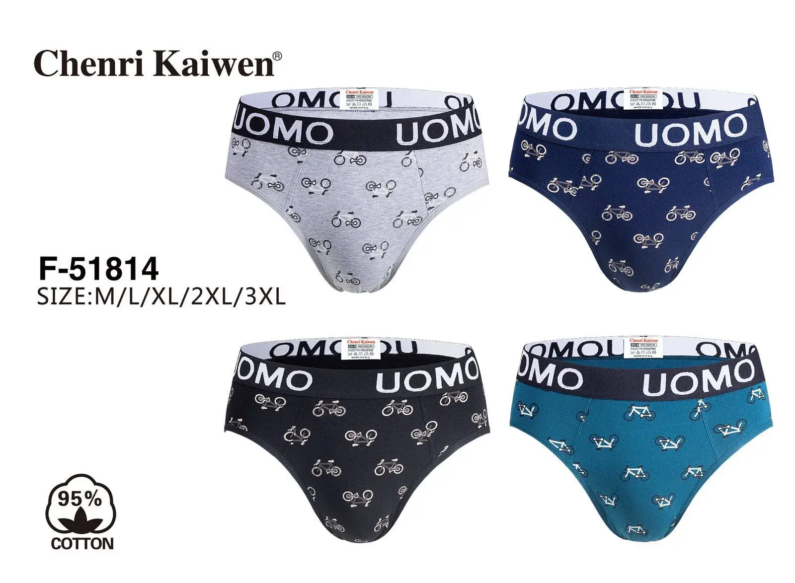 Bokserki męskie UOMO 4 szt. S/M/L/XL/XXL z rowerami