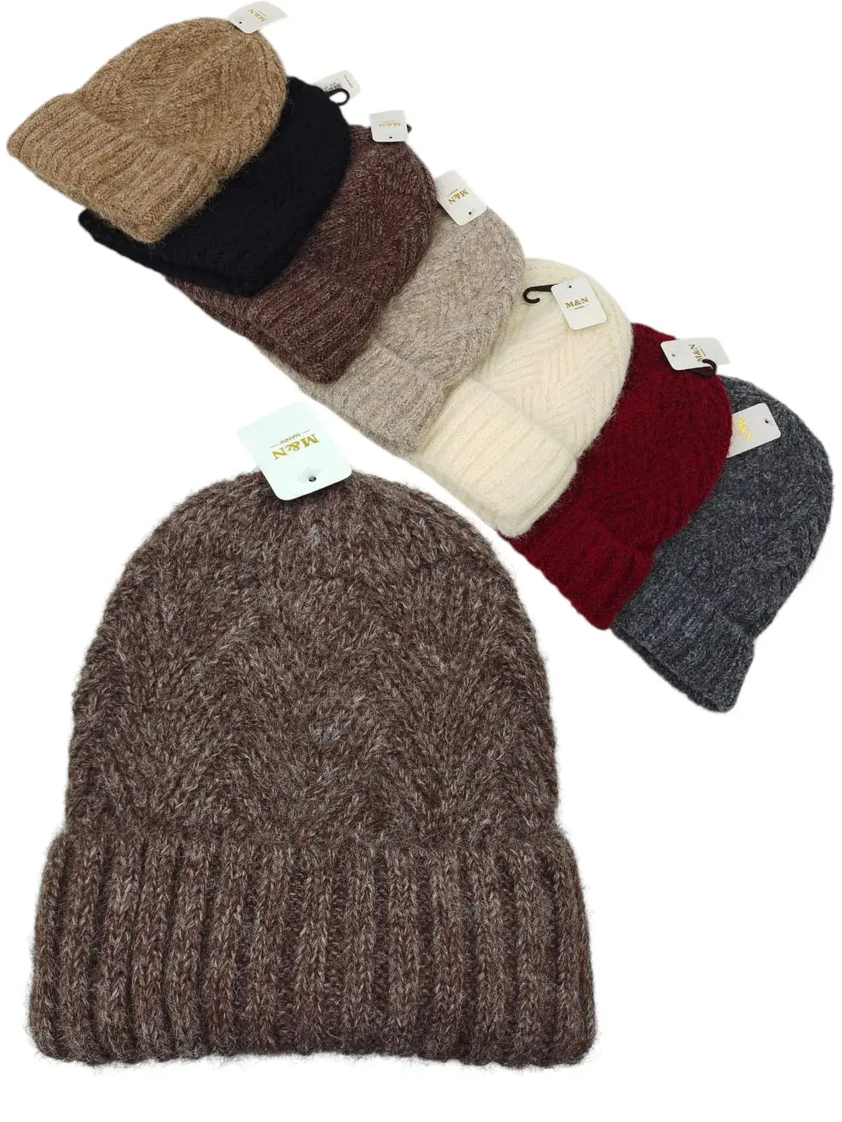 Czapki damskie dzianinowe beanie, 12 szt w opakowaniu