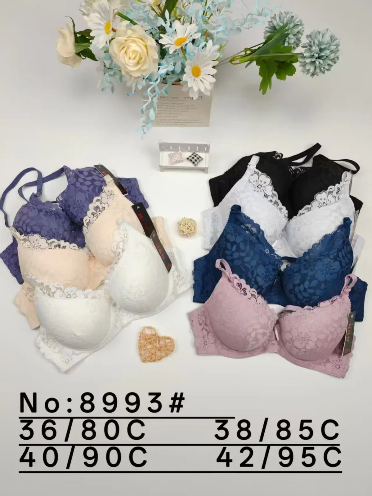 Biustonosz damski push-up koronka 36/80C-42/95C, w wielu kolorach – wzór 2