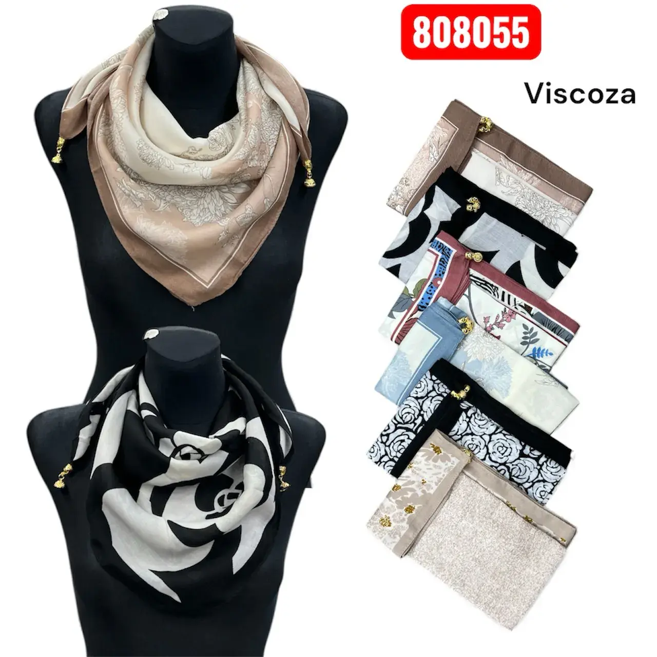 Szaliki damskie viscose wzorzyste
