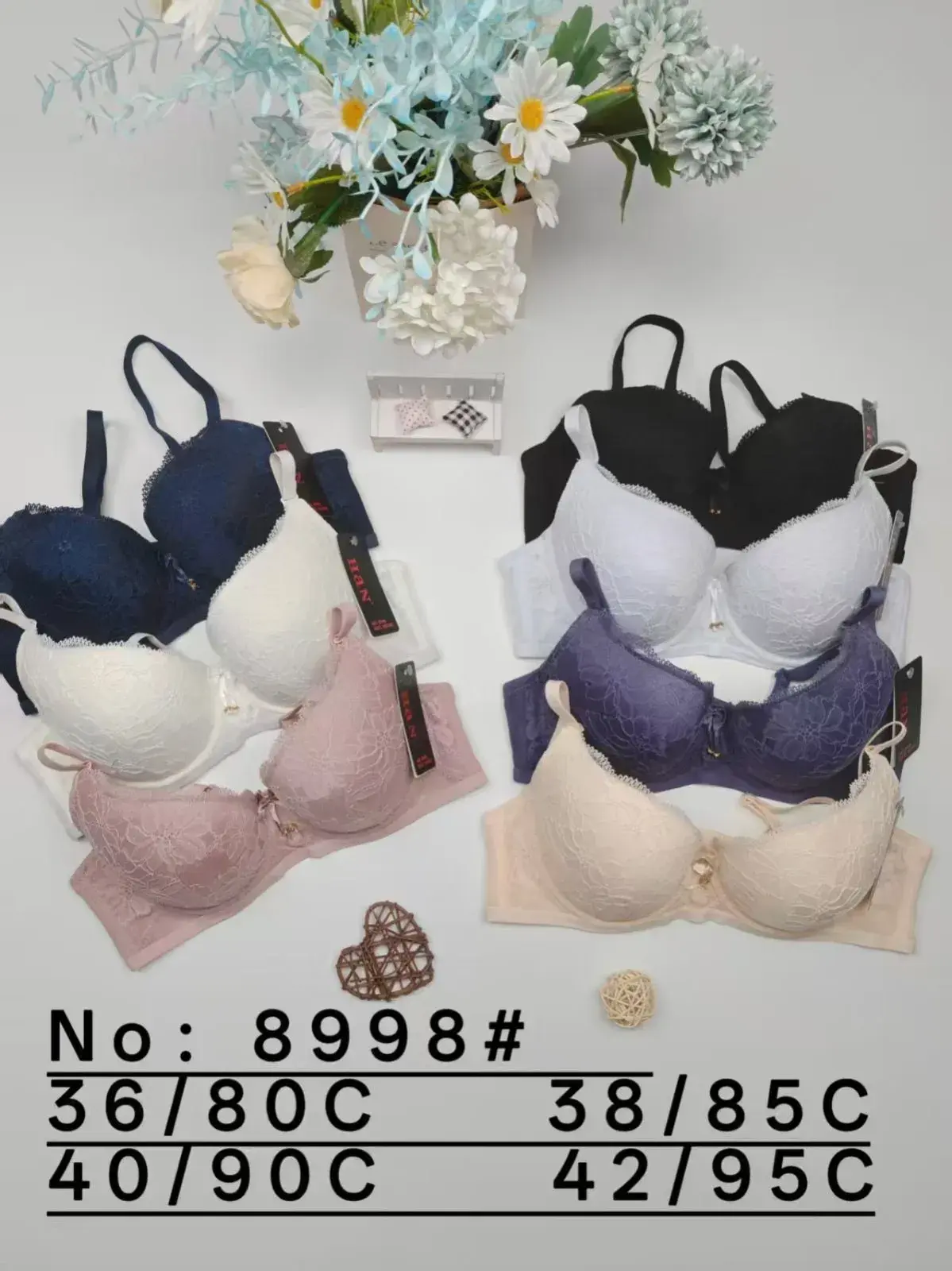 Biustonosz damski push-up koronka 36/80C-42/95C, w wielu kolorach – wzór 3