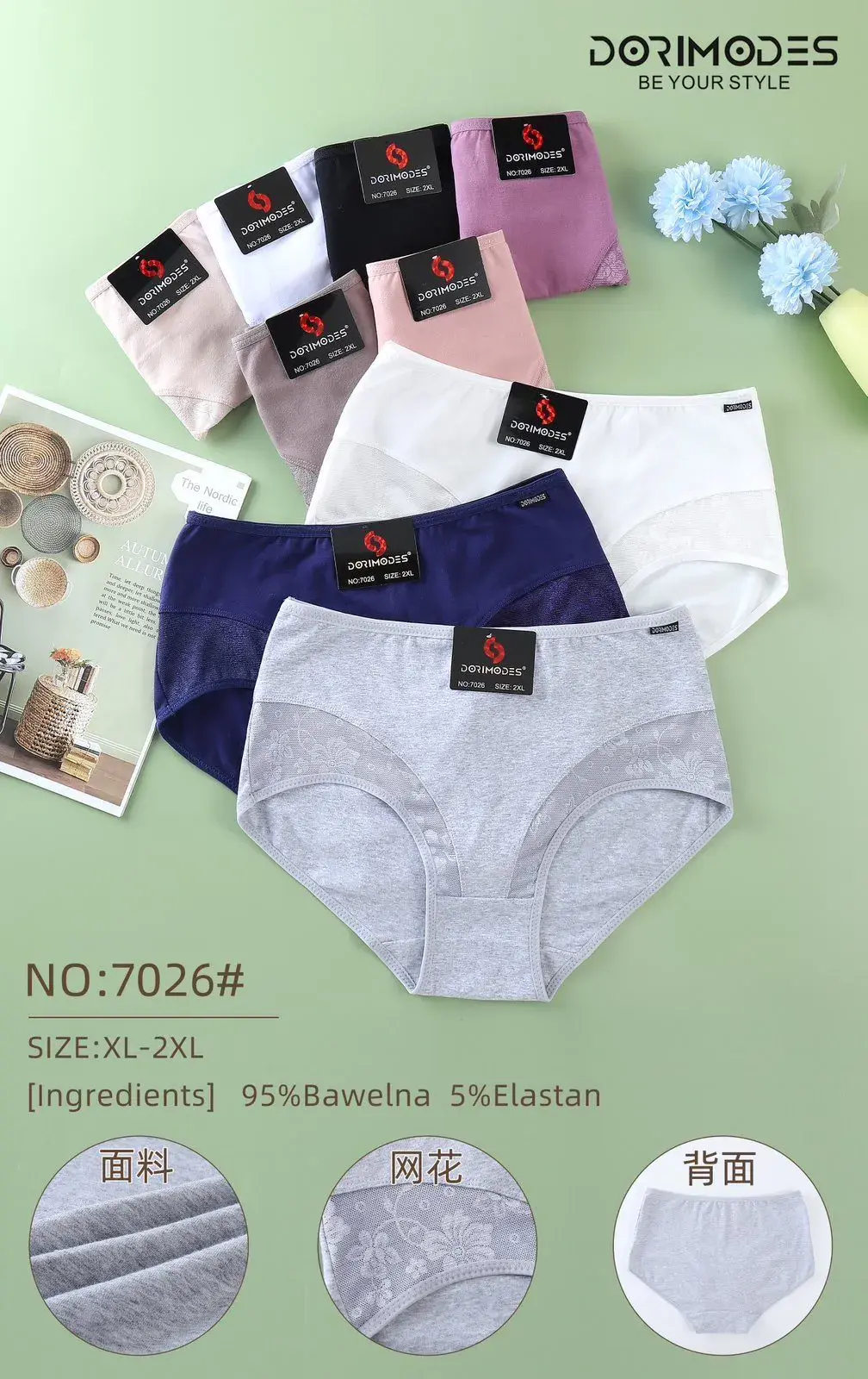 Majtki damskie XL-XXL Dormimodes 95% bawełna 5% elastan