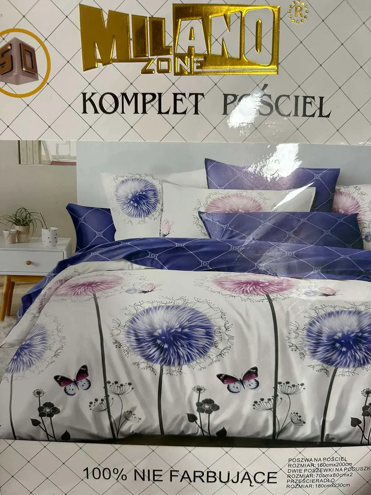 Komplet pościeli Milano 4cz 160/200 nie farbujące, w wielu kolorach
