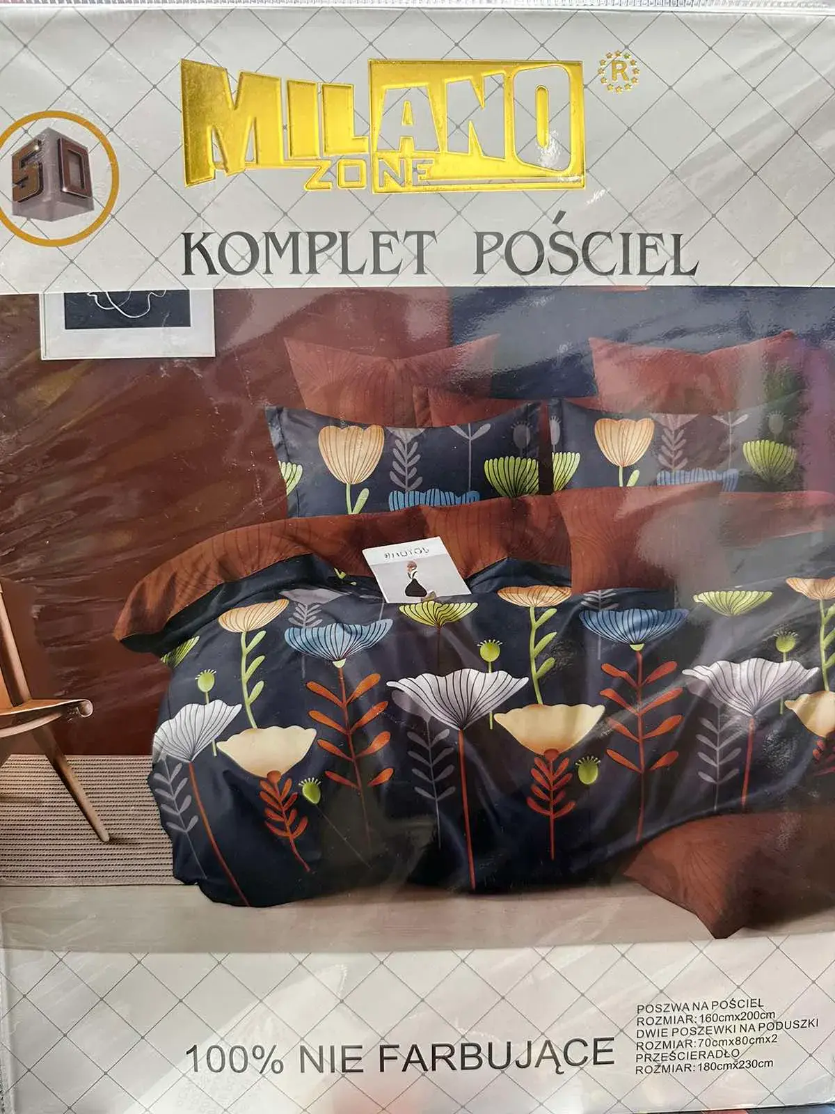 Komplet pościeli Milano 4cz 160/200 kwiatowy wzór, w wielu kolorach