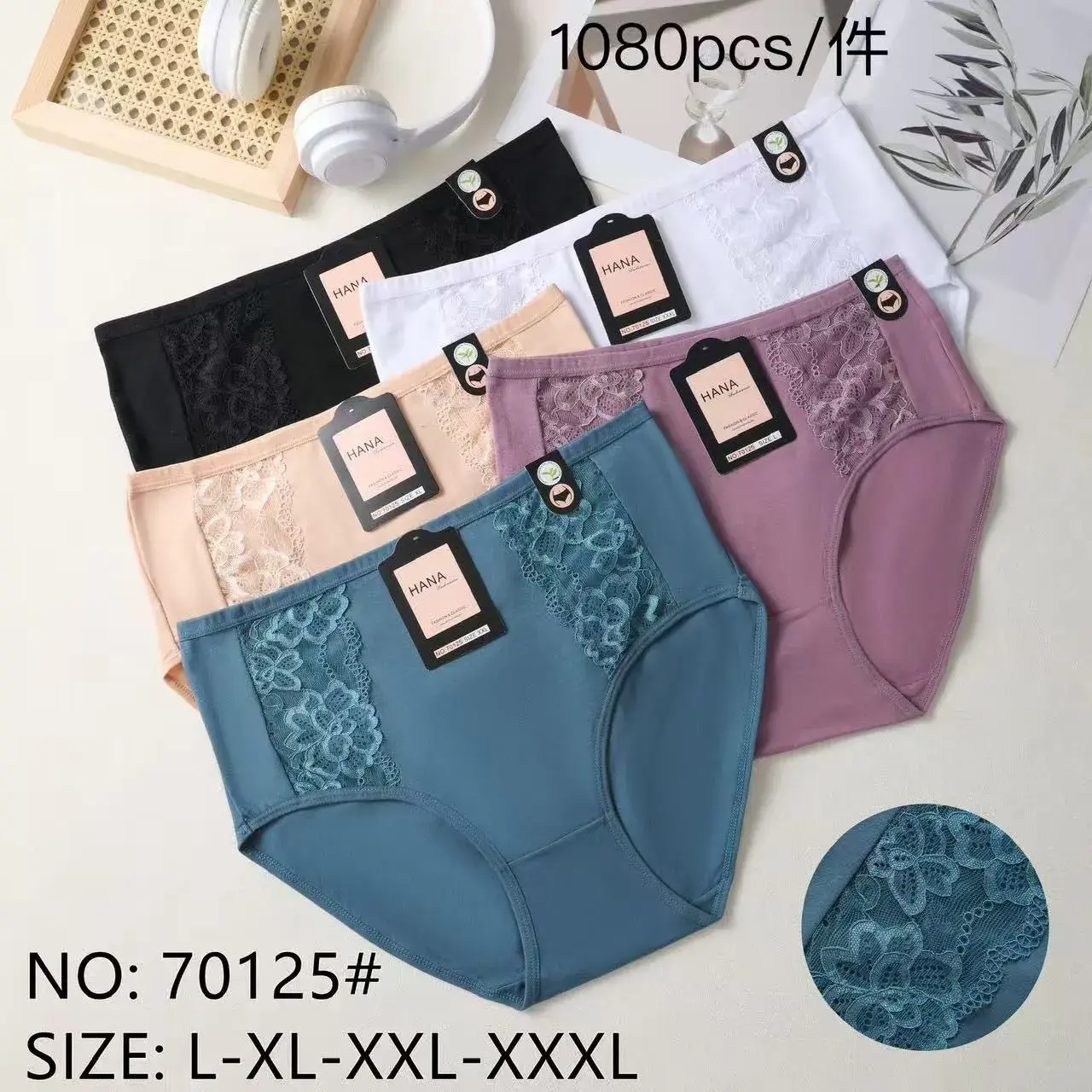 Majtki damskie HANA z koronką L-XXL-XXXL, 6 kolorów