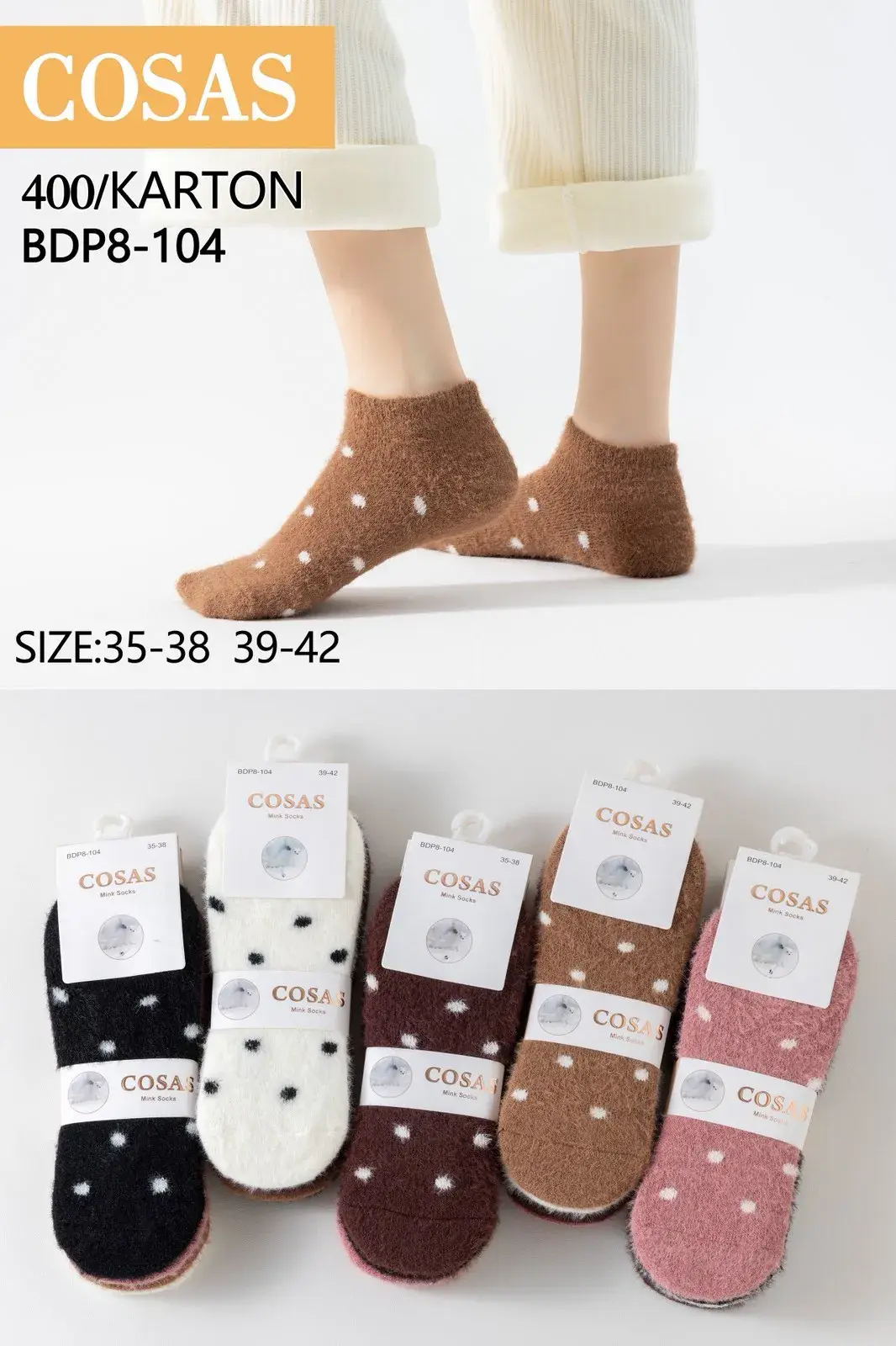 Skarpetki damskie COSASAS kropki 35-38