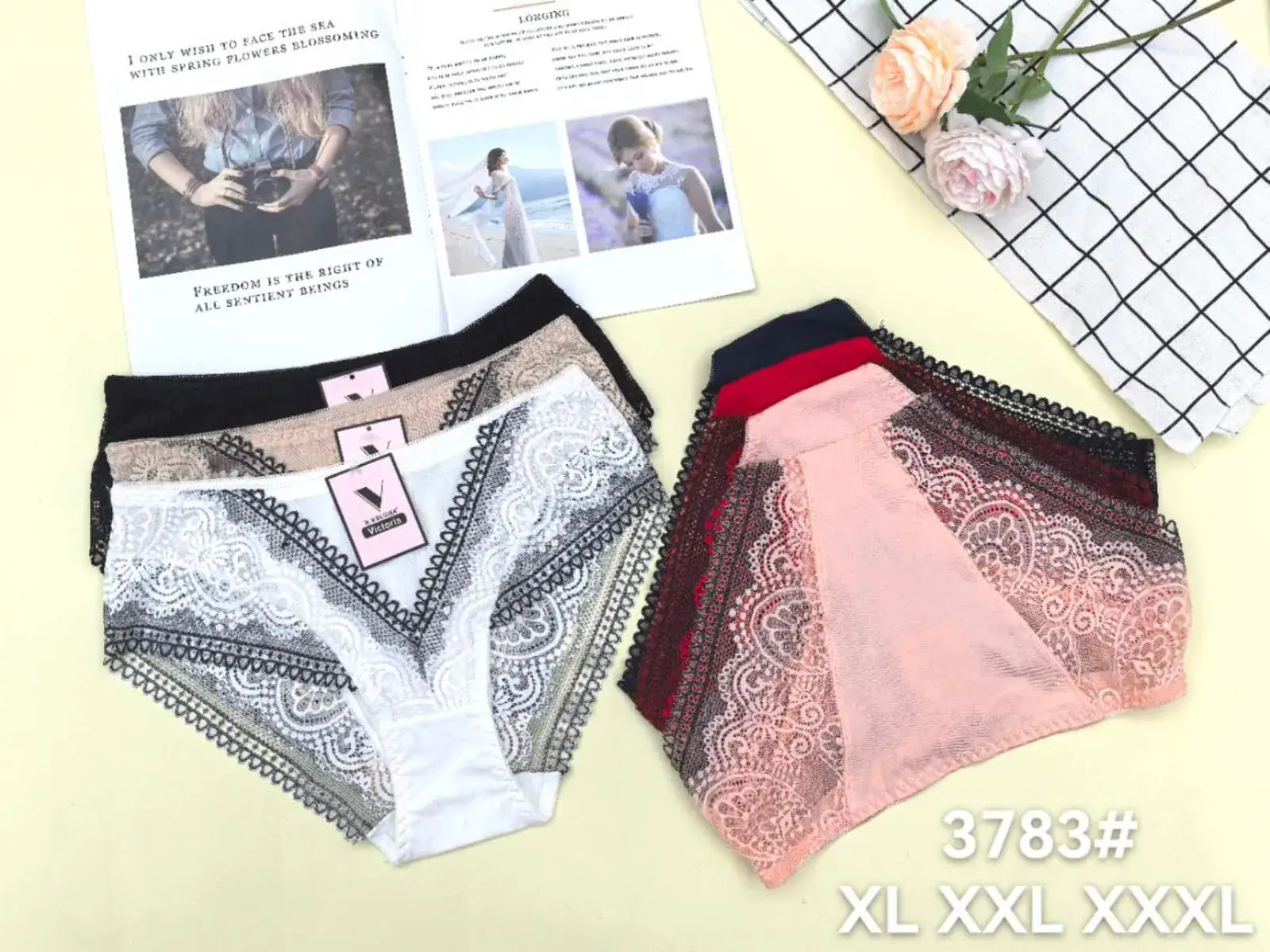 Majtki damskie XL-XXL-XXXL koronka 4 szt. zestaw