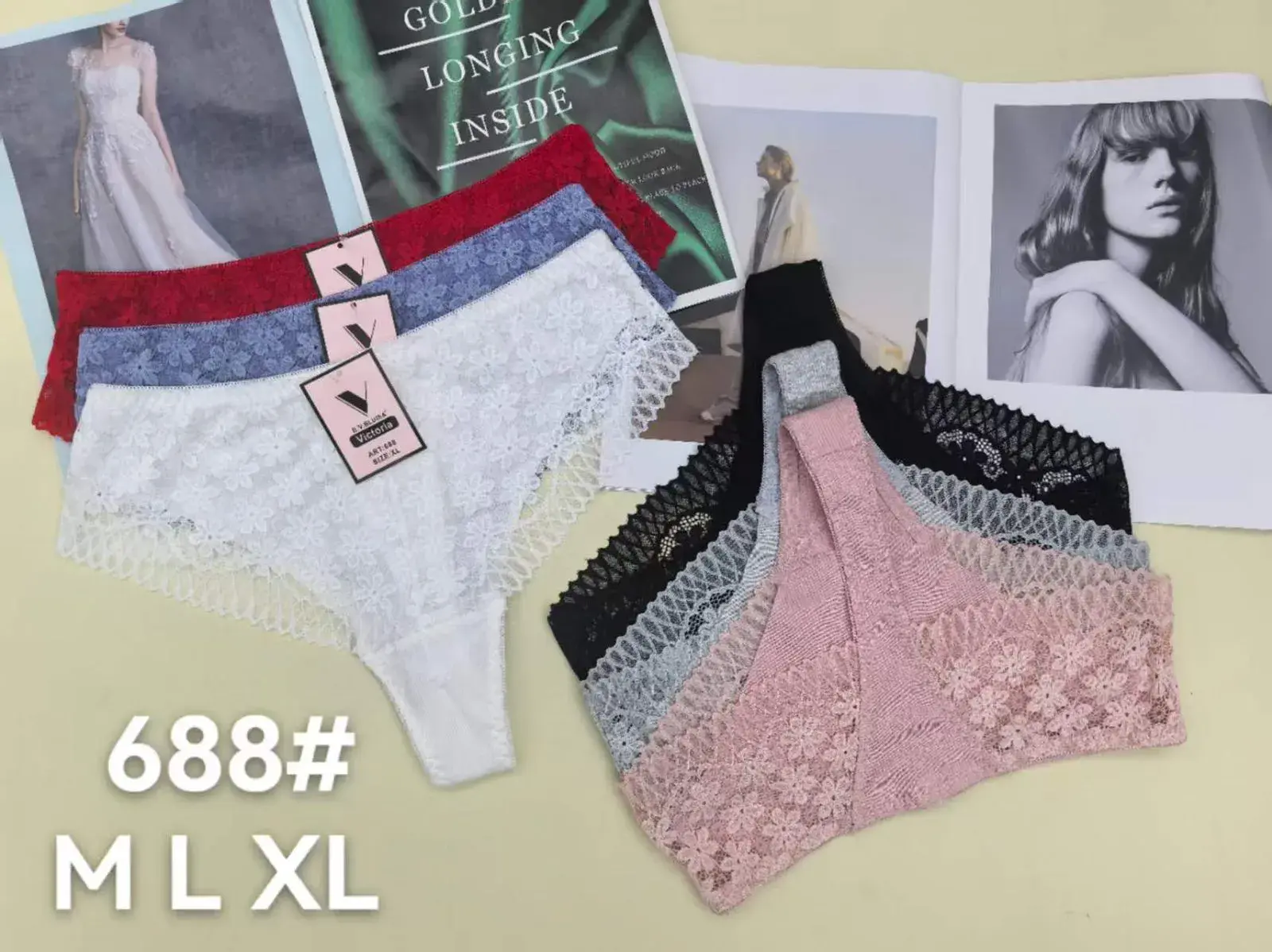 Majtki damskie koronkowe XL zestaw 6 kolorów