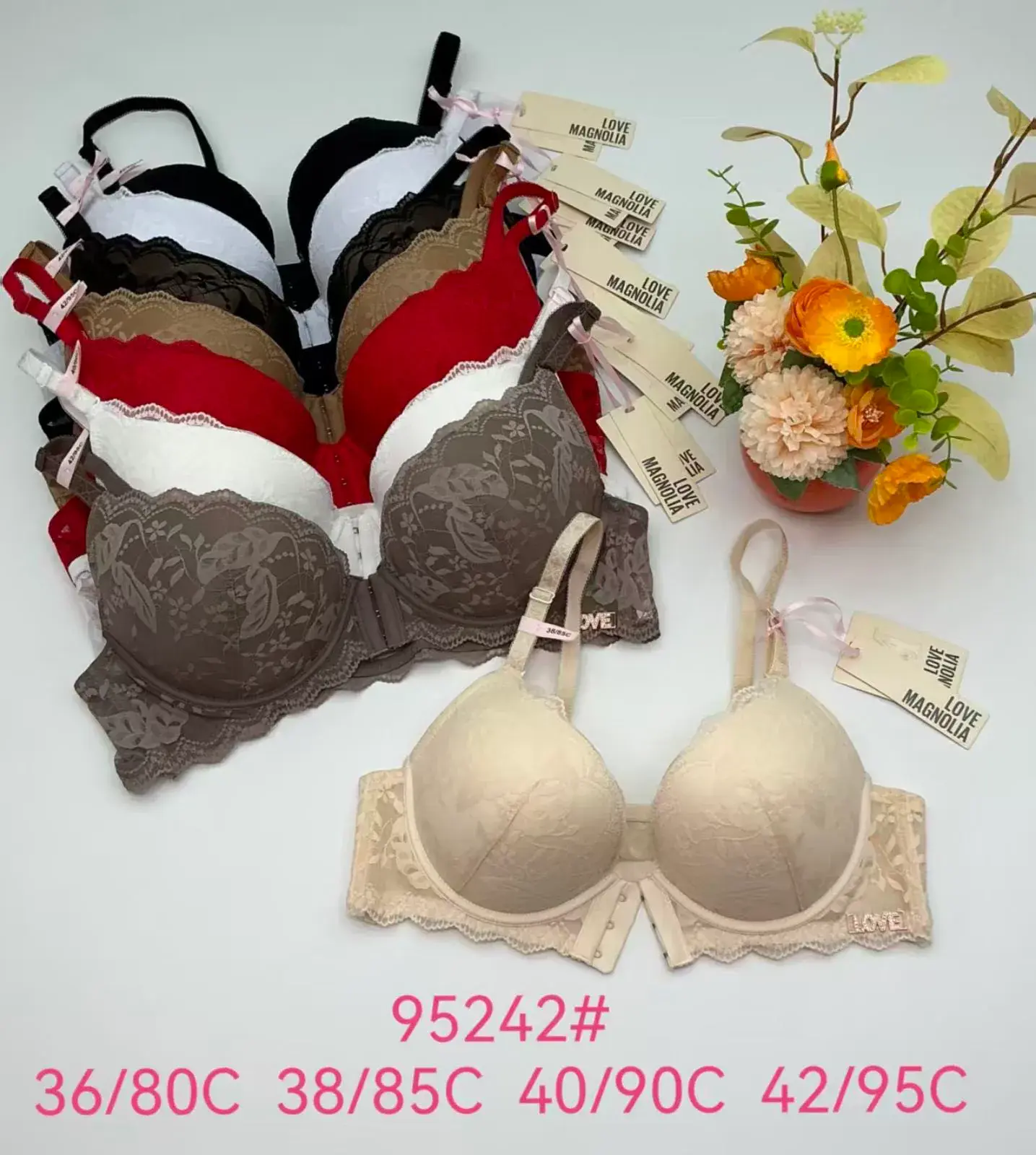 Biustonosz damski koronkowy 36/80C 38/85C 40/90C 42/95C, w wielu kolorach – wzór 3