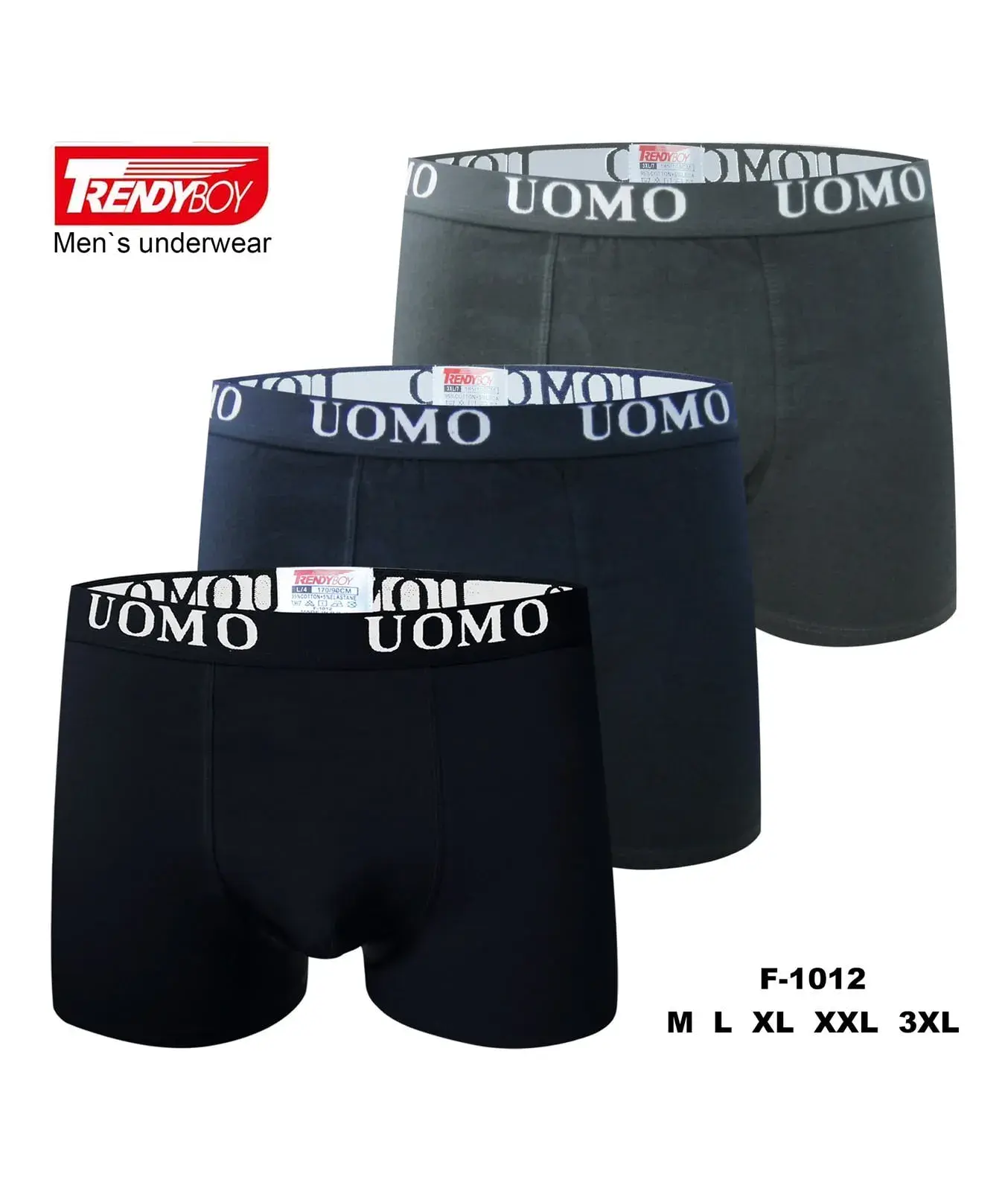 Bokserki męskie TRENDYBOY UOMO bawełniane, mix kolorów, M-3XL
