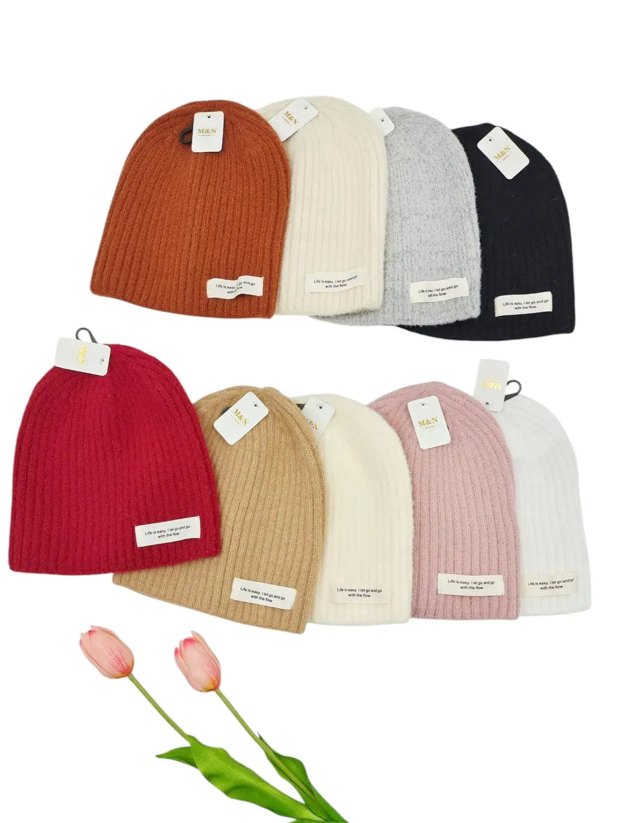 Czapki damskie beanie dzianinowe 12 kolorów, w wielu kolorach – wzór 2