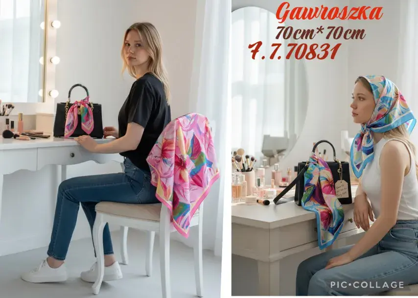 Chusta Damska Kwiatowa 70cm x 70cm, w wielu kolorach – wzór 4
