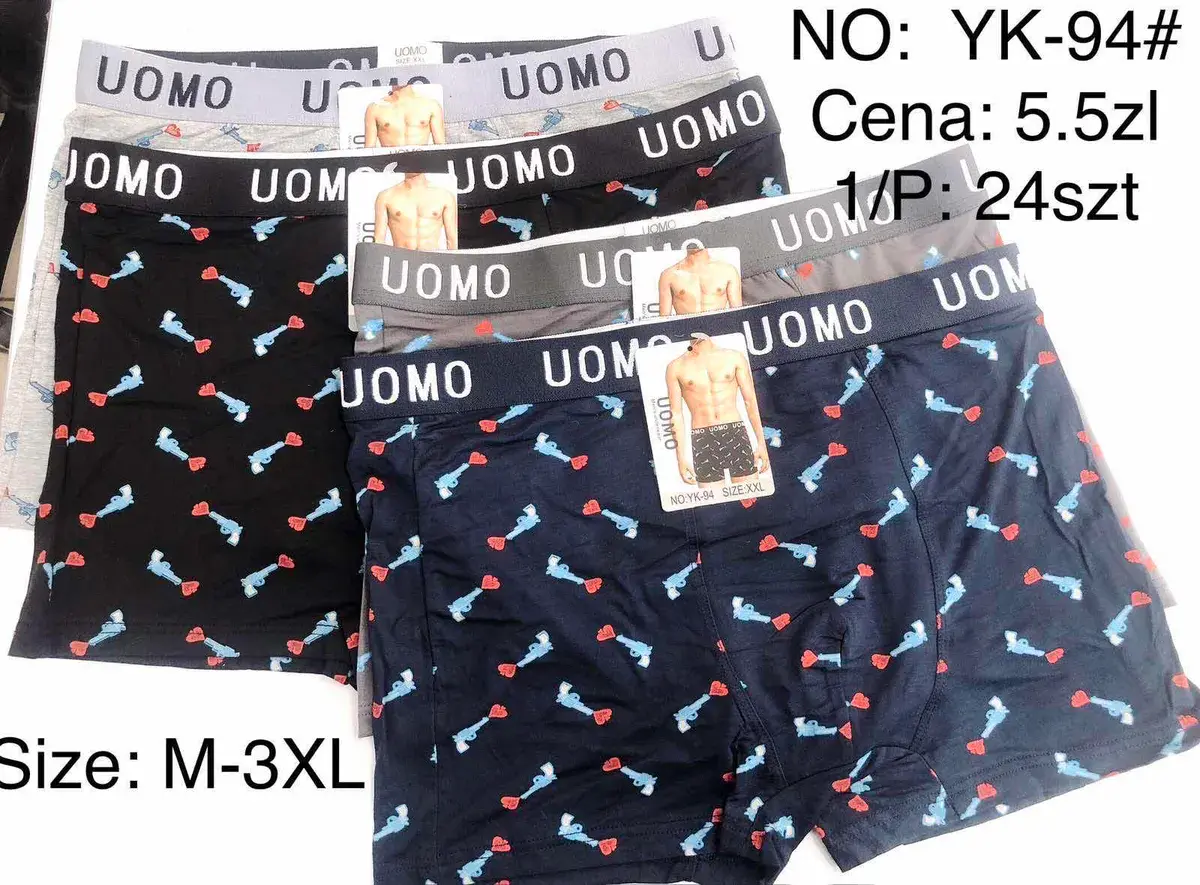 Bokserki męskie UOMO z nadrukiem pistoletów i serc, rozmiar M-3XL