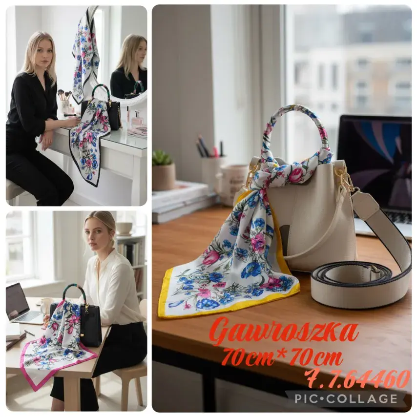 Chusta Damska Kwiatowa 70cm x 70cm Gawroszka, w wielu kolorach
