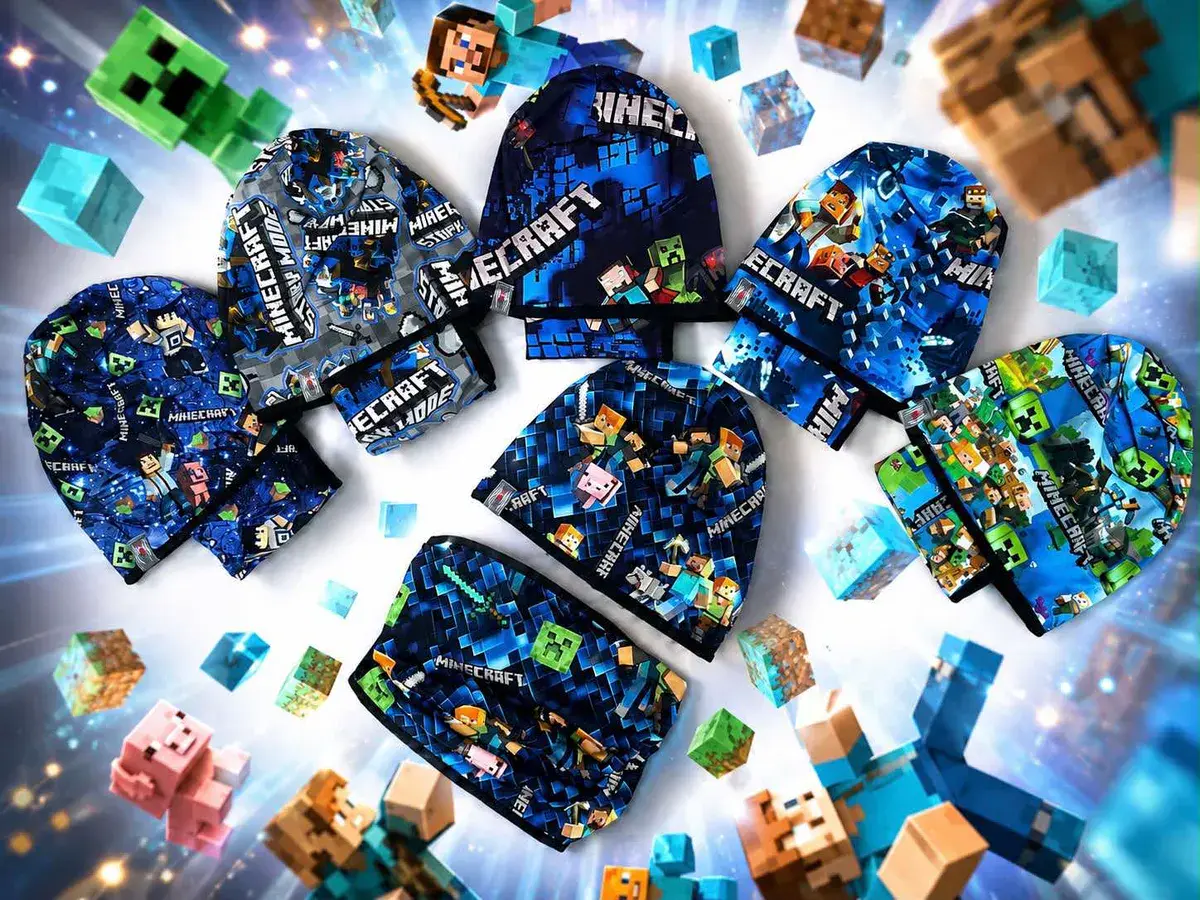 Czapka dziecięca Minecraft rozmiar 52/56 kolorowa z nadrukiem – wzór 2