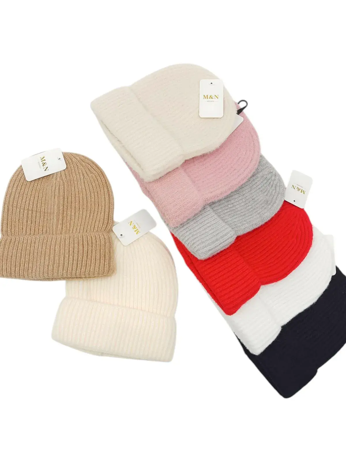 Czapki damskie beanie dzianinowe 12 szt mix kolorów – wzór 5