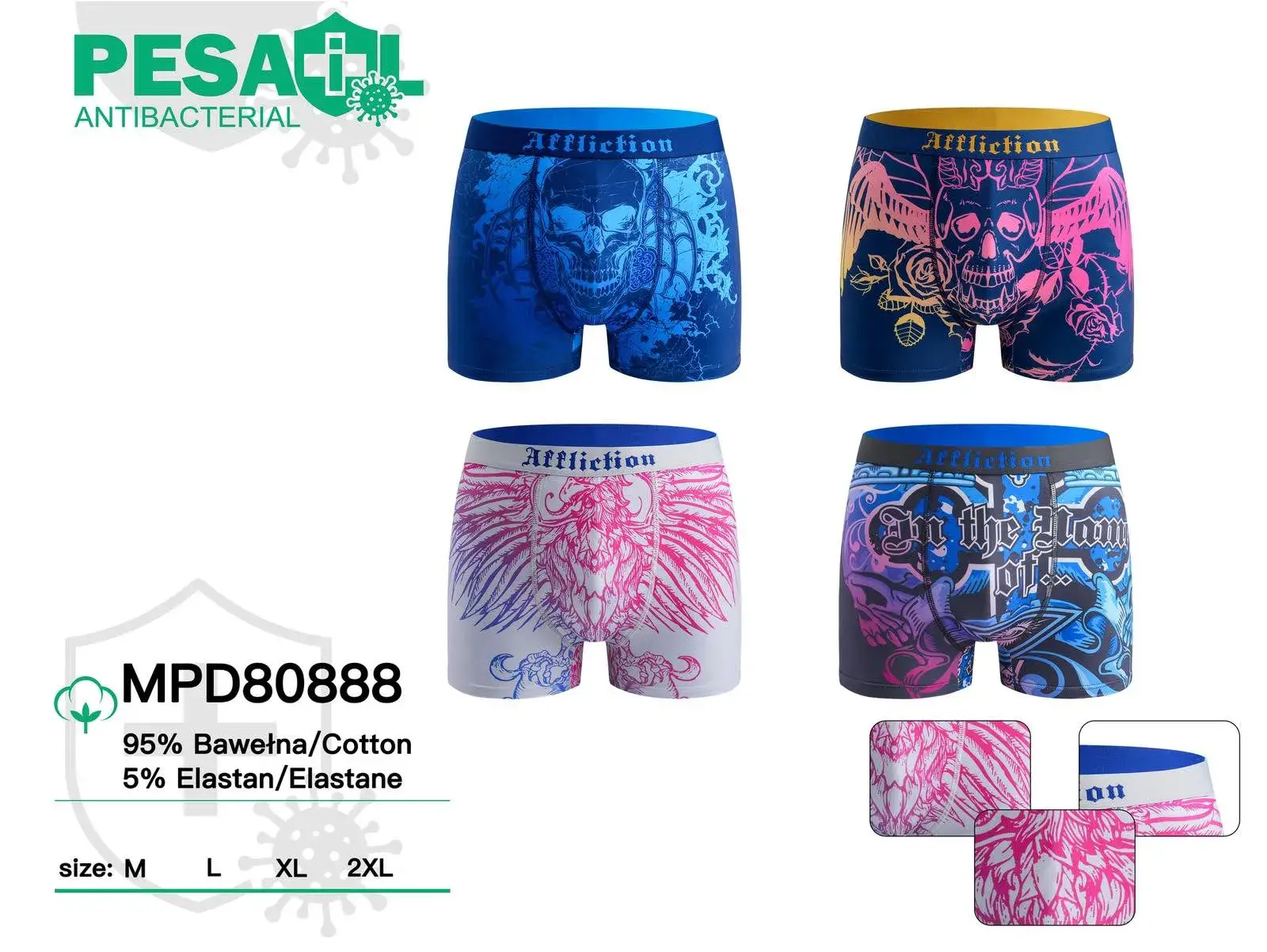Bokserki męskie Affliction L XL XXL 95% bawełna 5% elastan