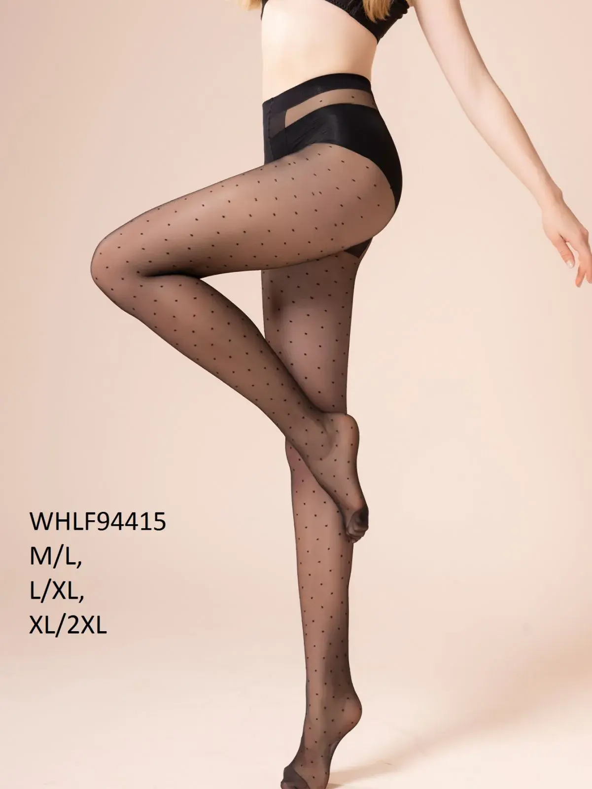 Rajstopy damskie czarne w kropki M/L XL