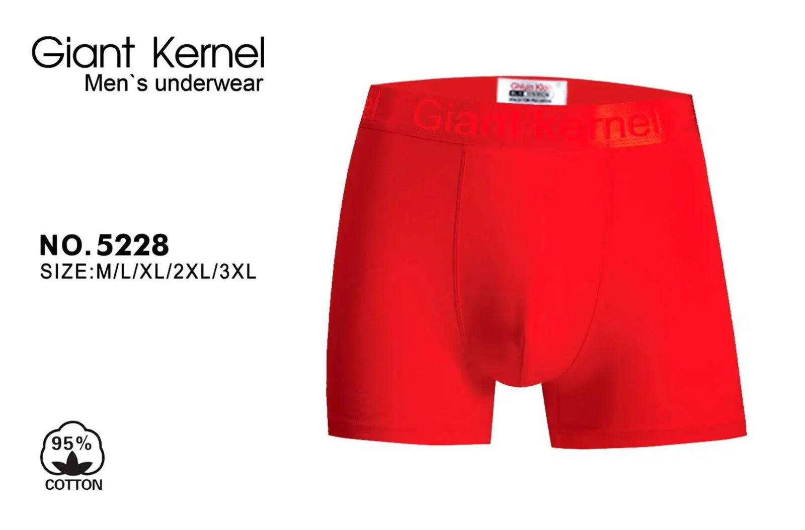 Bokserki męskie Giant Kernel czerwone M/L/XL/XXL/3XL bawełniane