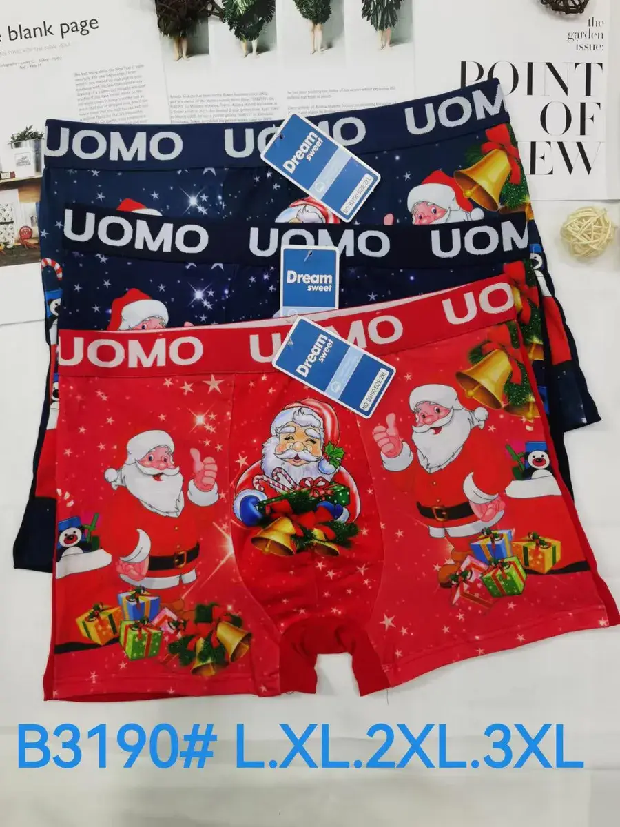 Bokserki męskie UOMO z motywem świątecznym w zestawie 4 sztuki