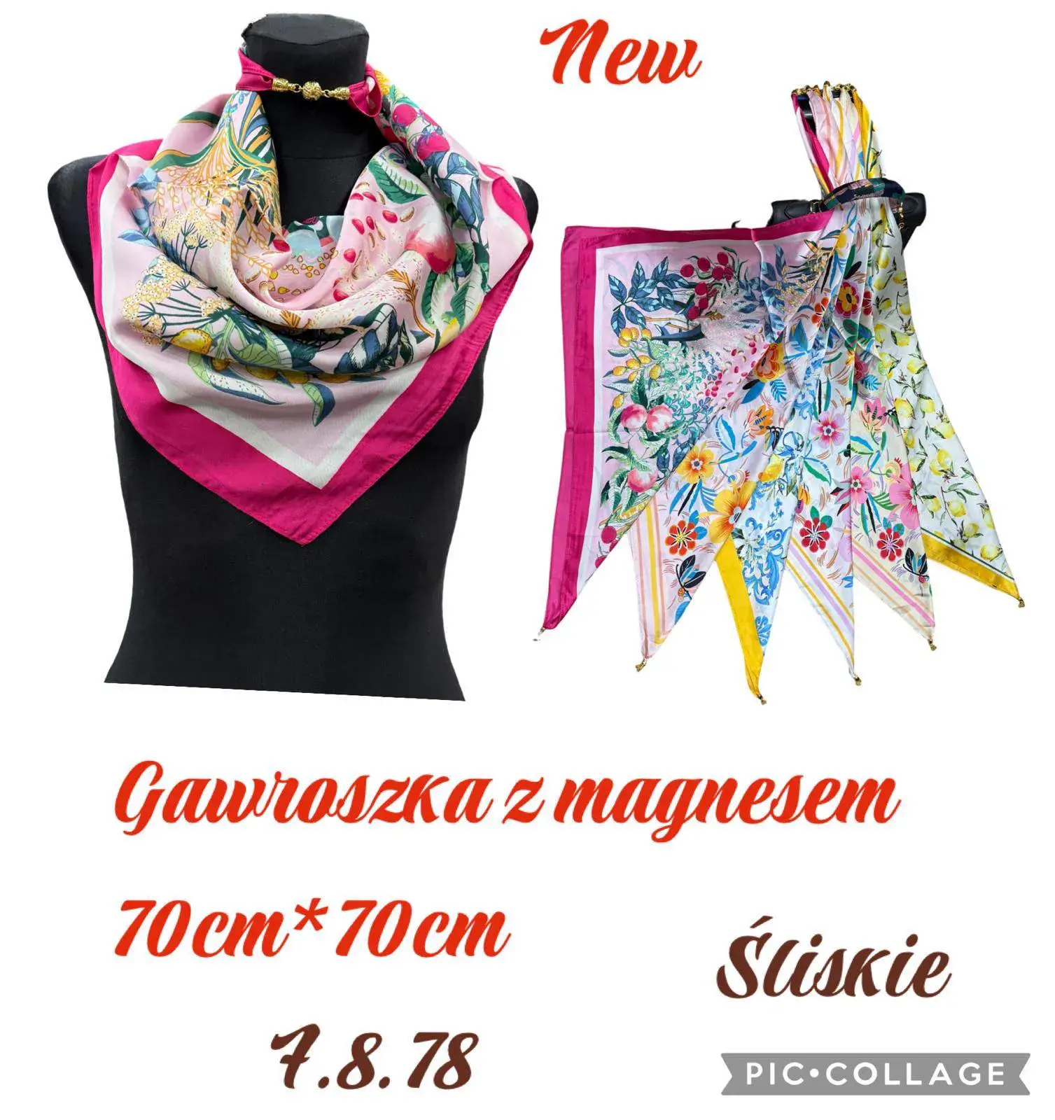 Szaliki damskie śląskie 70cm x 70cm Gawroszka z Magnesem