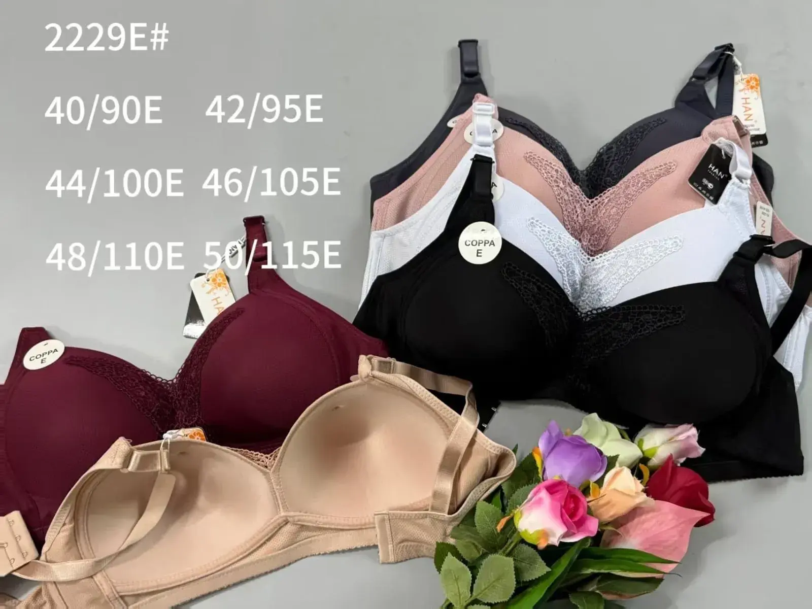 Biustonosz damski bezszwowy push-up różne rozmiary i kolory