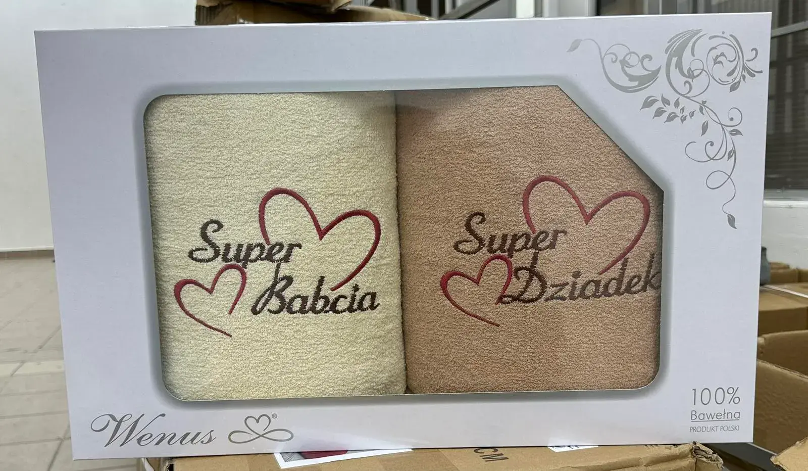 Ręczniki Super Babcia & Dziadek 2PCS 70/140, kolor kremowy