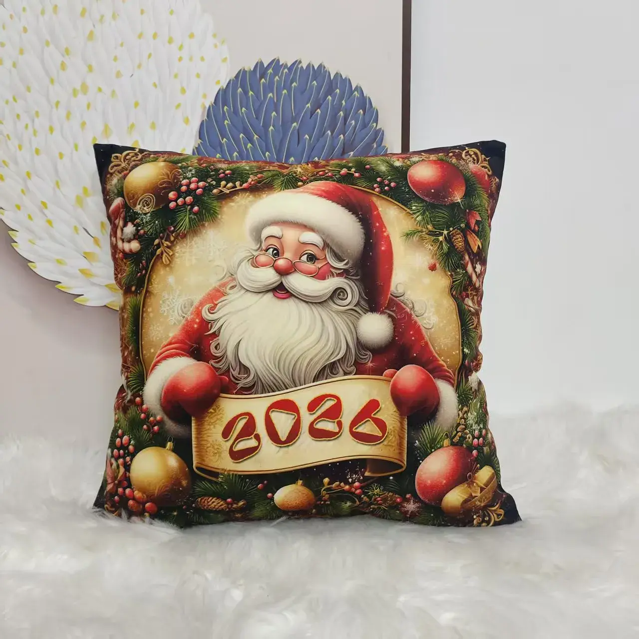 Poszewki świąteczne z Mikołajem 40x40cm, w wielu kolorach – wzór 9