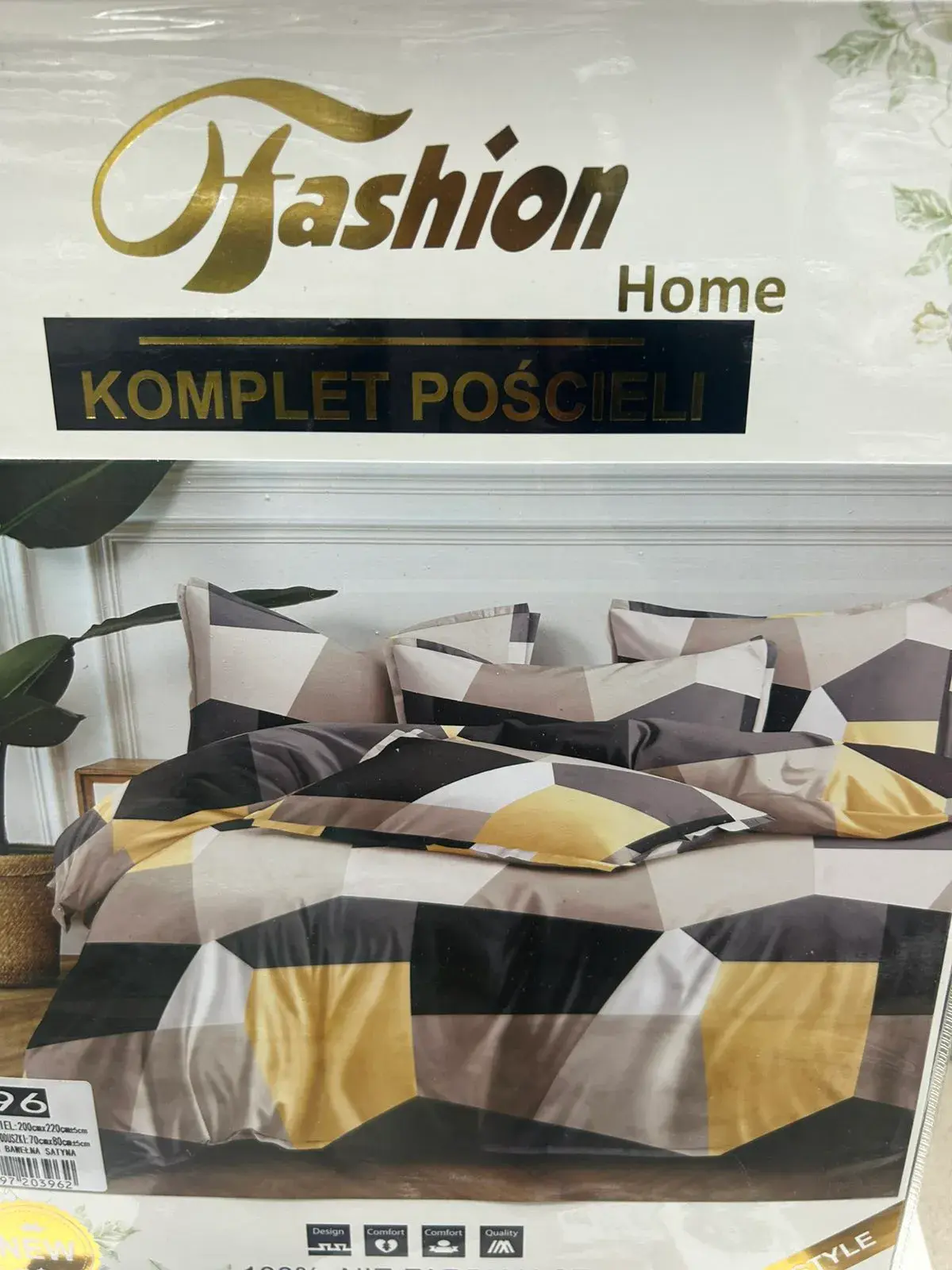 Komplet Pościeli Fashion Home Satyna Bawełna 200x220cm 3cz, kolor szary