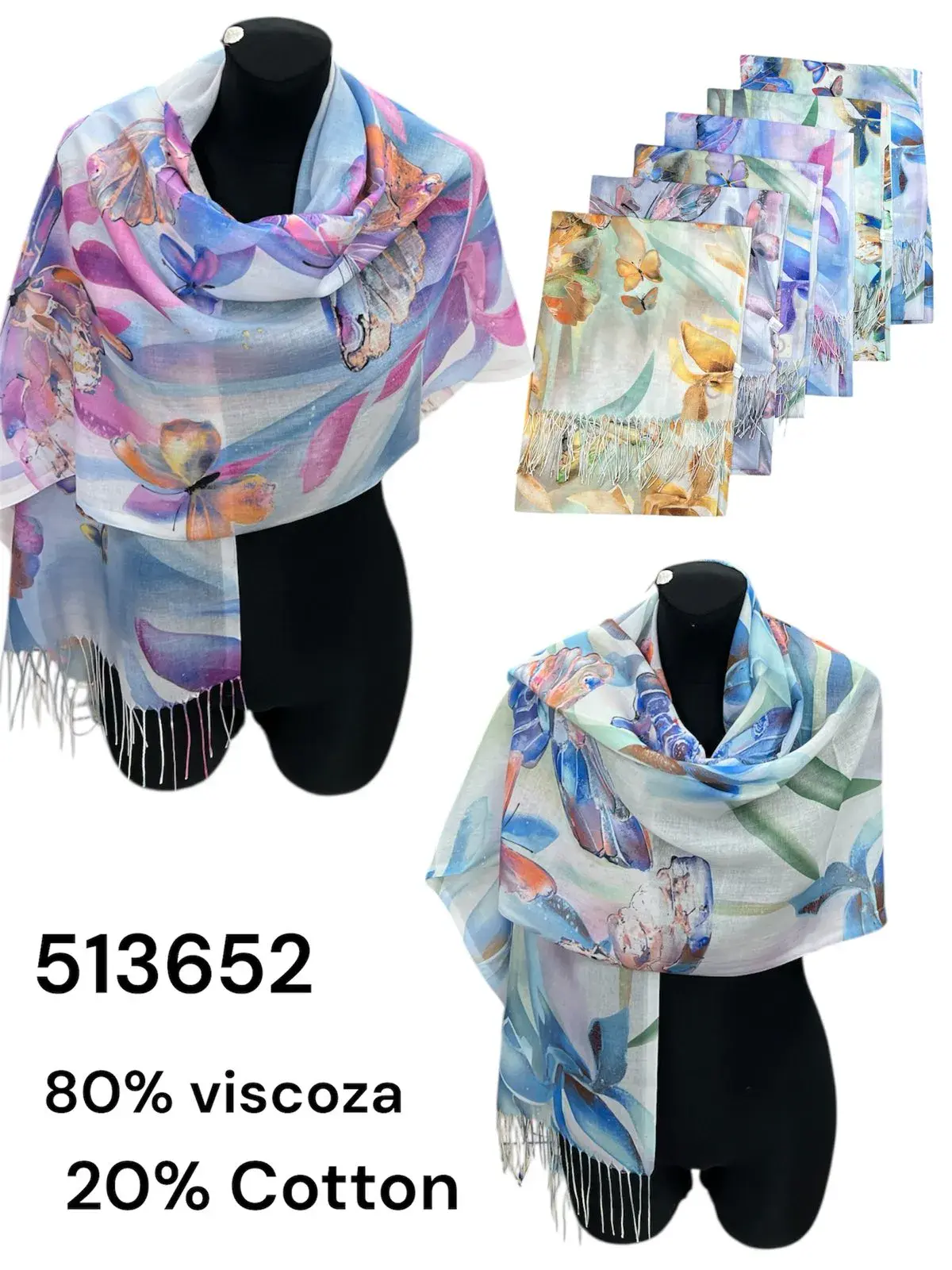 Szaliki damskie 80% wiskoza 20% bawełna