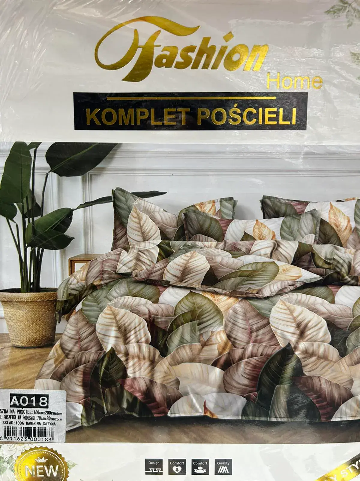 Komplet Pościeli Fashion Home Satyna Bawełna 160x200cm 3cz, w wielu kolorach