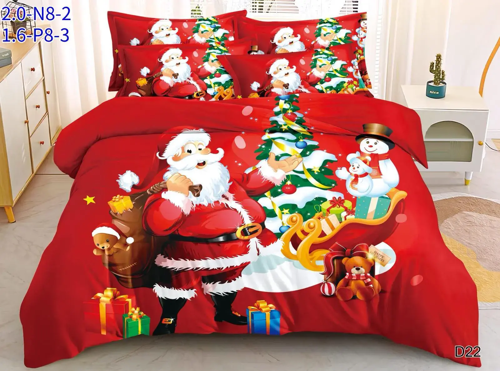 Komplet Pościeli Świąteczny Santa 160/200 4el